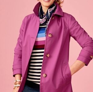 Talbots Large All Weather Buttonfront Chic Modern Fuschia Mac Coat